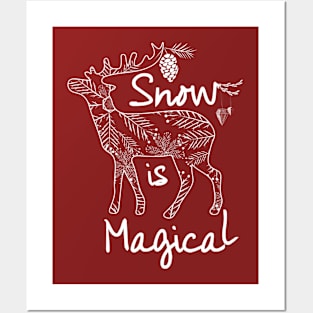 Merry Christmas quotes with cute reindeer design Posters and Art